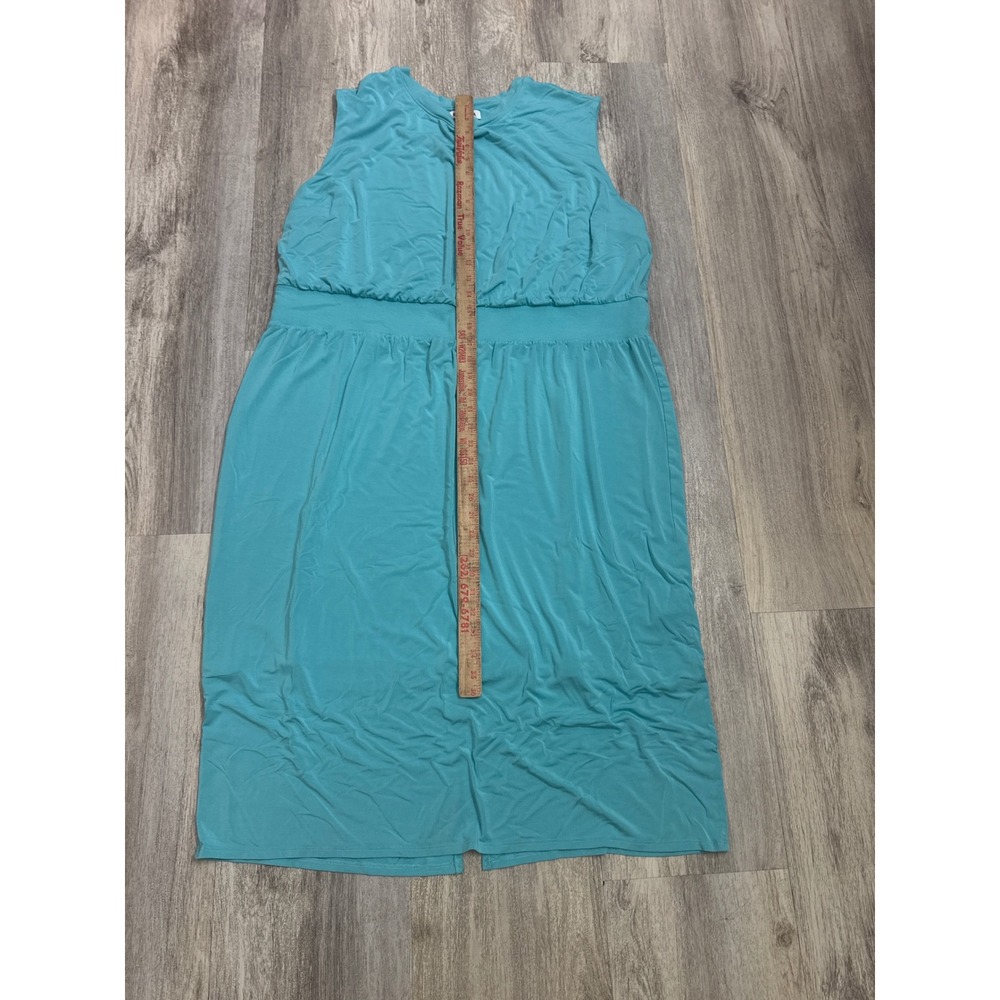 Athleta Santorini Cinch Dress 2X Turquoise Blue Sleeveless Modal Midi Dress - Picture 8 of 8